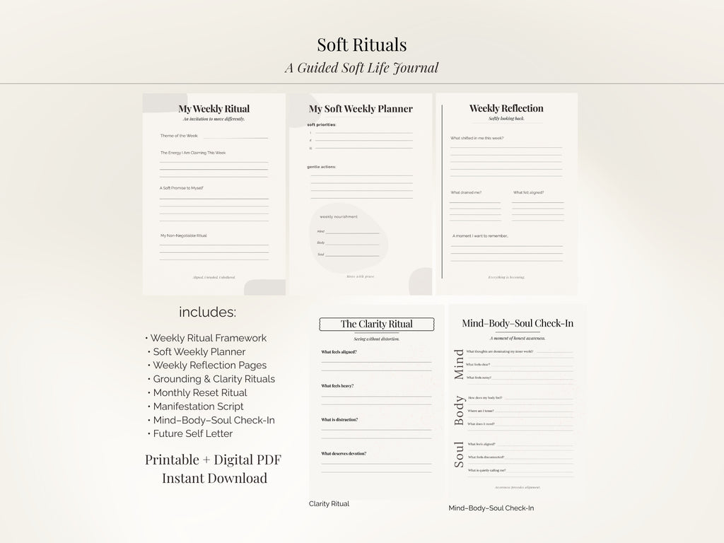 Soft Rituals Guided Journal - Digital PDF